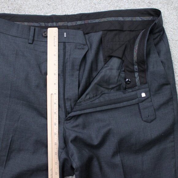 LAUREN Ralph Lauren Dress Pants Mens 42x32 Gray 100% Wool Flat Front Straight - Picture 8 of 11